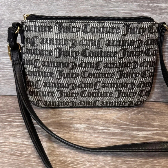 Juicy Couture Peek A Bow crossbody bag Black Gray Gold Tone hardware - Picture 6 of 14